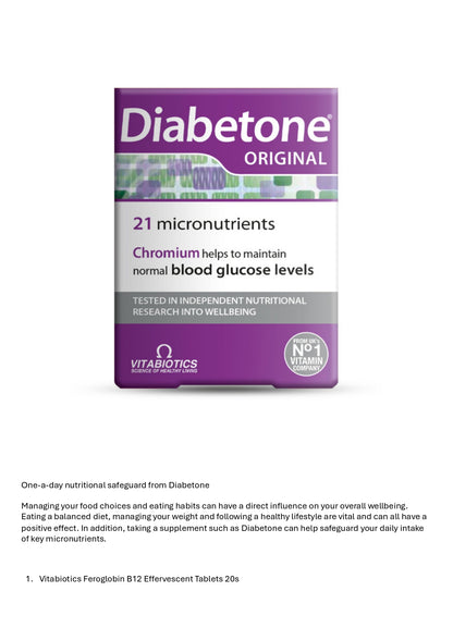 1.	Vitabiotics Diabetone Tabs 30s